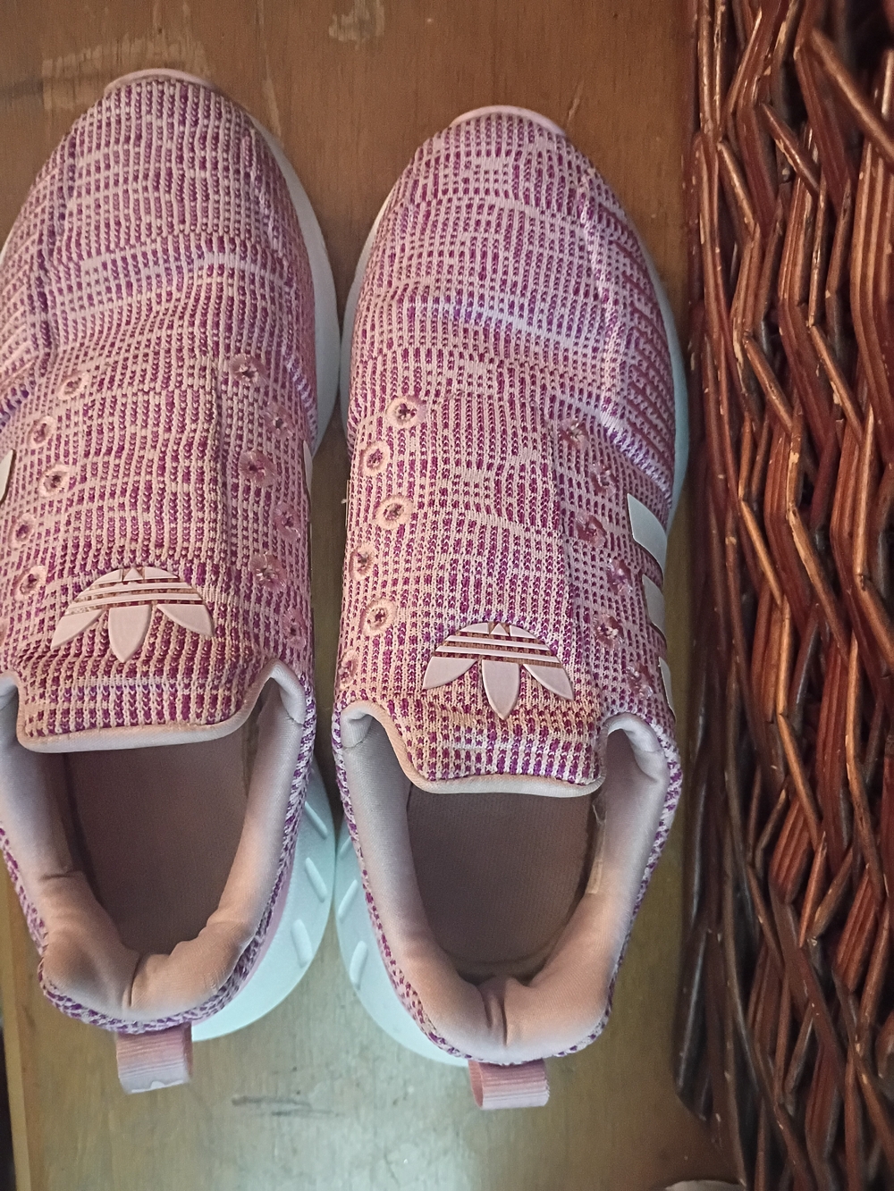 Adidas Pink Knit Slip-On Sneakers